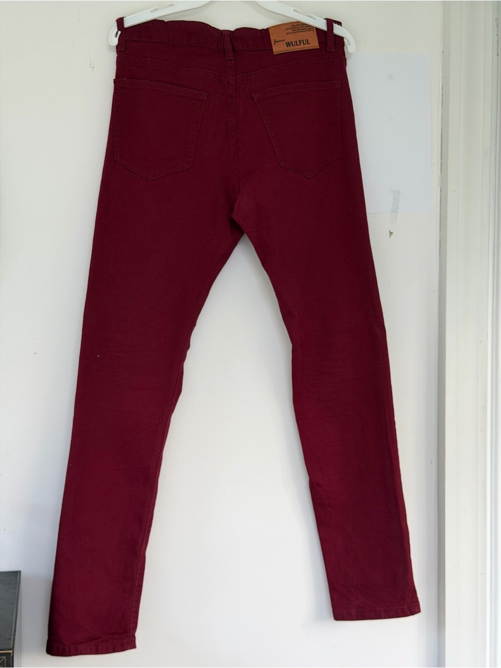 Wulful Men's Burgundy Slim Fit stretch Jeans 5 pocket size 32